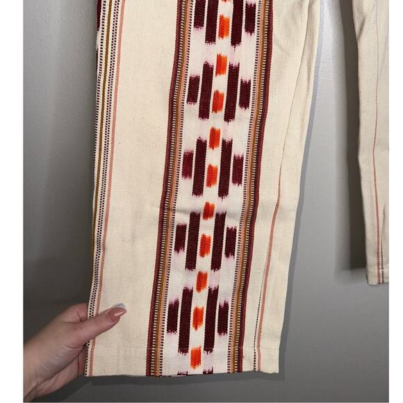 Alix of Bohemia Painter Indian Summer Wide Leg Pants Size XS Cream Burgundy - Picture 6 of 10